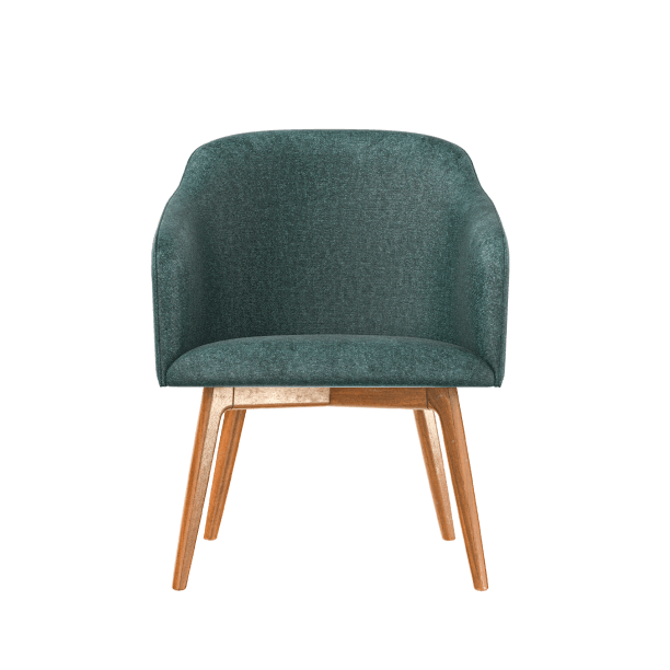 Green chair with wooden legs 60x100 cm