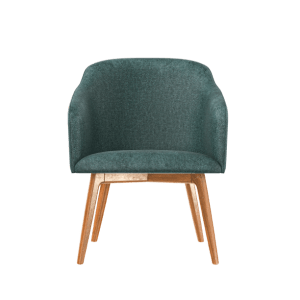 Scandinavian green chair with wooden legs 60x100 cm