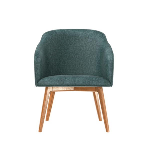 Scandinavian green chair with wooden legs 60x100 cm